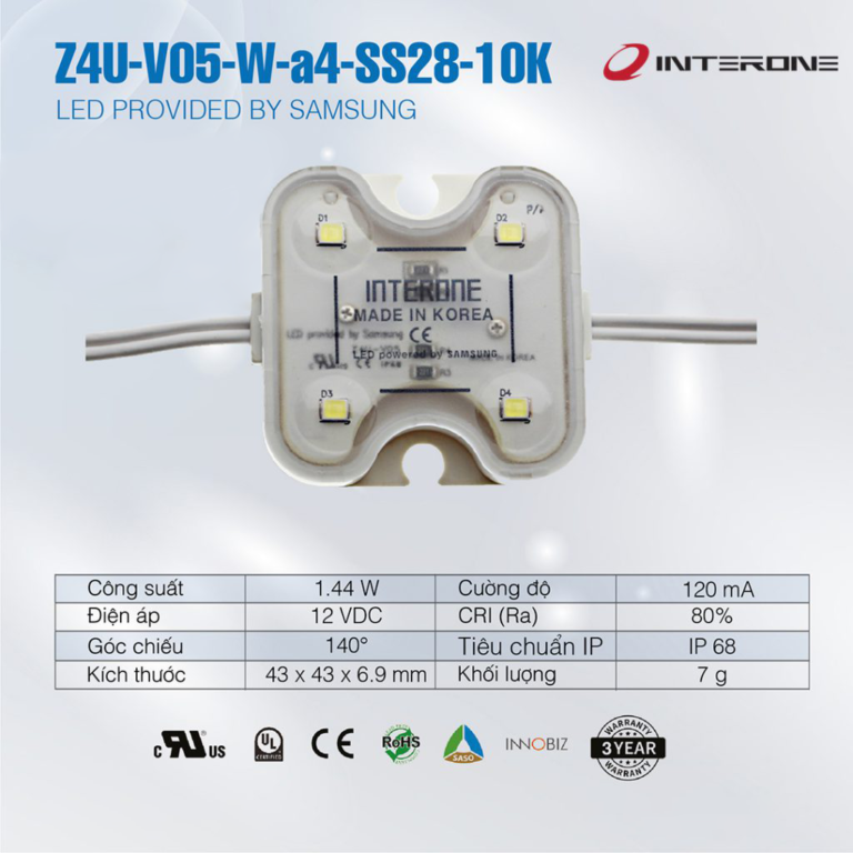 Led Module Interone Logo LED Hàn Quốc INTERONE 4 Bóng 10K 140° - Led Hàn Quốc